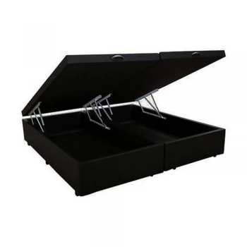 Base Box com Baú de Casal Queen Corino Preto (Bi partida)