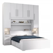 Guarda-roupa de Casal com Cama Bau Queen Size Embutida 1220 Branco