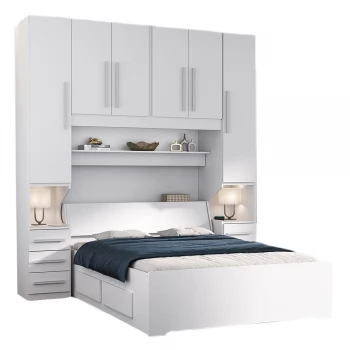 Guarda-roupa de Casal com Cama Bau Queen Size Embutida 1220 Branco