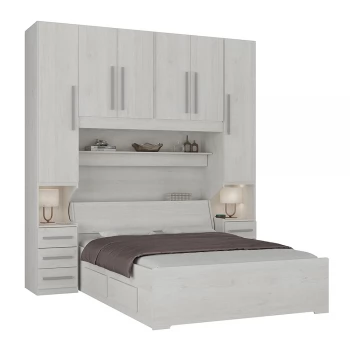 Guarda-roupa de Casal com espaço para Cama Box Queen Size 1220SQ Carvalho Claro