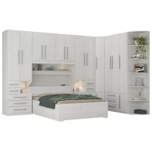 Guarda-Roupa de Canto Casal Completo e com Cama Baú 1222 Carvalho Claro