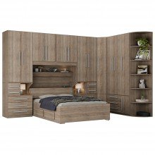 Guarda-Roupa de Canto Casal Completo e com Cama Baú 1222 Castanho