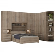 Guarda-Roupa com canto e Módulos Casal sem Cama 1222S Castanho