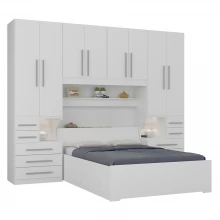 Guarda-roupa de Casal com Cama Bau Embutida 1223 Branco
