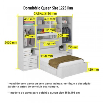 Dormitório Queen Size Completo 1223 Carvalho Claro