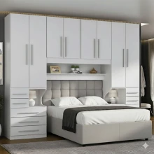 Guarda-roupa de Casal com espaço para cama Box Queen Size 1223SQ Branco
