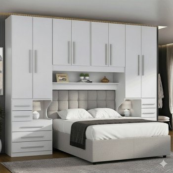 Guarda-roupa de Casal com espaço para cama Box Padrão 1223S Branco