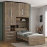 Quarto de Solteiro com Guarda-Roupa sem Cama 1225D Castanho