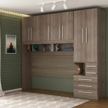 Quarto de Solteiro sem as Camas com Guarda-Roupa 1326SD Castanho