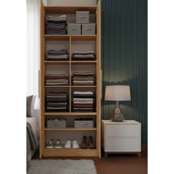 Guarda-Roupa de Solteiro Modular com Nichos 1012 Castanho