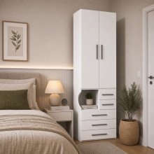 Guarda-Roupa De 2 Portas Com Mesa de Cabeceira 1224 Direito Branco