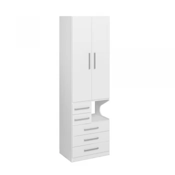 Guarda-Roupa De 2 Portas Com Mesa de Cabeceira 1224 Esquerdo Branco