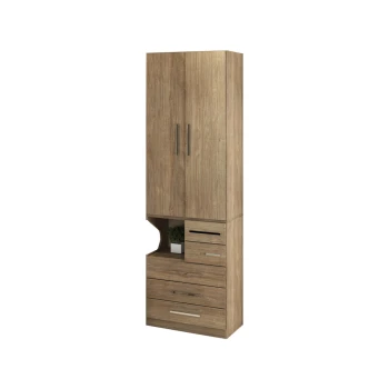 Guarda-Roupa De 2 Portas Com Mesa de Cabeceira 1224 Direito Castanho