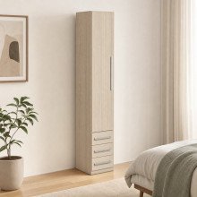 Guarda-Roupa Compacto Modular com Gavetas 1232 Esquerdo Carvalho Claro