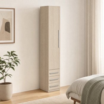 Guarda-Roupa Compacto Modular com Gavetas 1232 Esquerdo Carvalho Claro