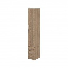 Guarda-Roupa De 1 Porta Com 3 Gavetas 1232 Direito Castanho