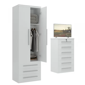 Guarda-Roupa 2 Portas 3 Gavetas Modular 1303 Ilan Branco