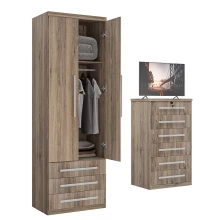 Guarda-Roupa de Solteiro 2 Portas Modular 1303 Castanho