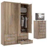 Guarda-Roupa 4 Portas 6 Gavetas Modular 1304 Ilan Castanho