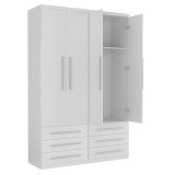 Guarda-Roupa 4 Portas 6 Gavetas Modular 1304 Ilan Branco