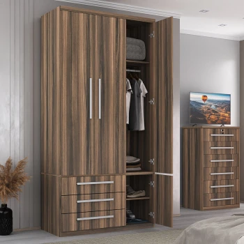 Guarda-Roupa de Solteiro 3 Portas com Sapateira 1307 San Remo