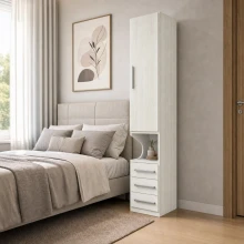 Guarda-Roupa Modular 1p Com Mesa de Cabeceira 1416 Direito Carvalho Claro