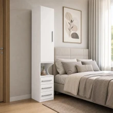 Guarda-Roupa Modular 1p Com Mesa de Cabeceira 1416 1416 Esquerdo Branco