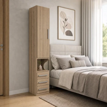 Guarda-Roupa Modular 1p Com Mesa de Cabeceira 1416 1416 Esquerdo Castanho